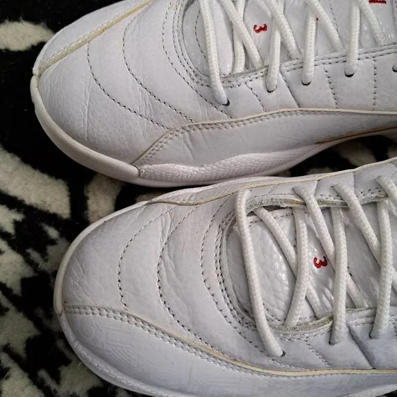 Nike Air Jordan Men Air Jordan 12 White Leather Sneakers Size 9